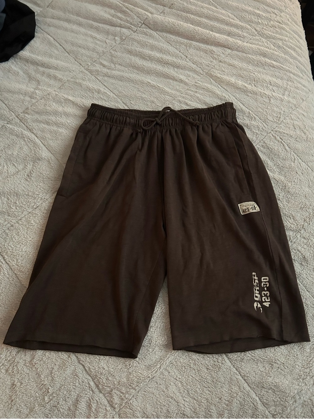 GASP Men's Brown Drawstring Athletic Long Shorts, Size XL